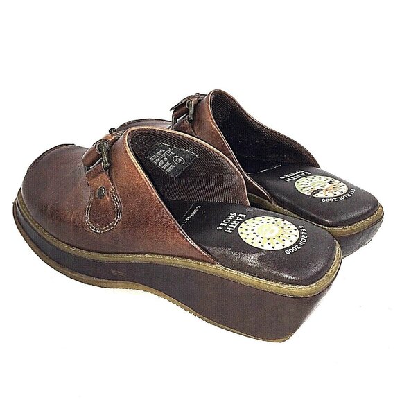 Earth Shoe Gelron 2000 Womens Brown Leather Clog Mules Slip On Daphne US 5.5 - Picture 4 of 12